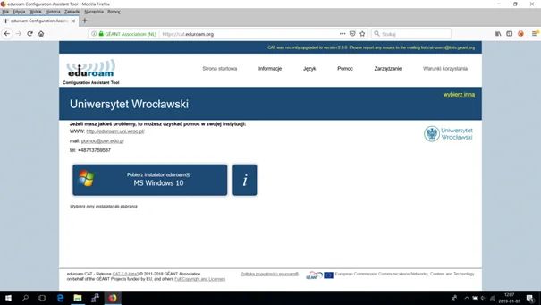 Eduroam - konfiguracja Win10