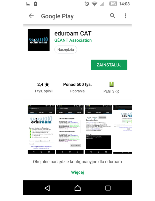Eduroam - konfiguracja pod Android